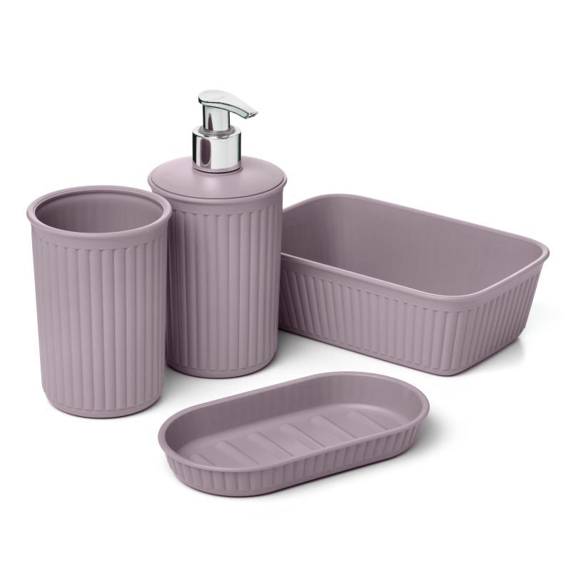 Set of 4 Bathroom Accessory Set Lilac
