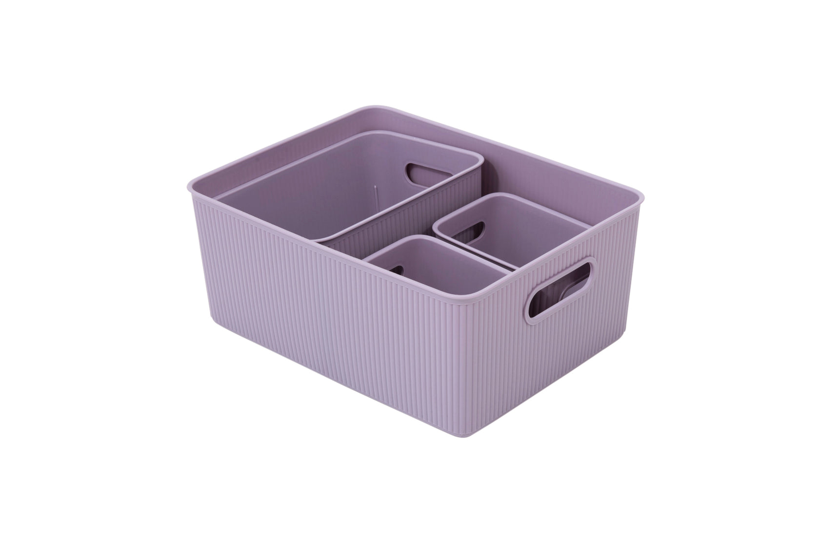 Set of 4 Ribbed Storage Bin Lilac