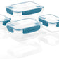 Set of 4 Rectangular Sealed Containers, Blue