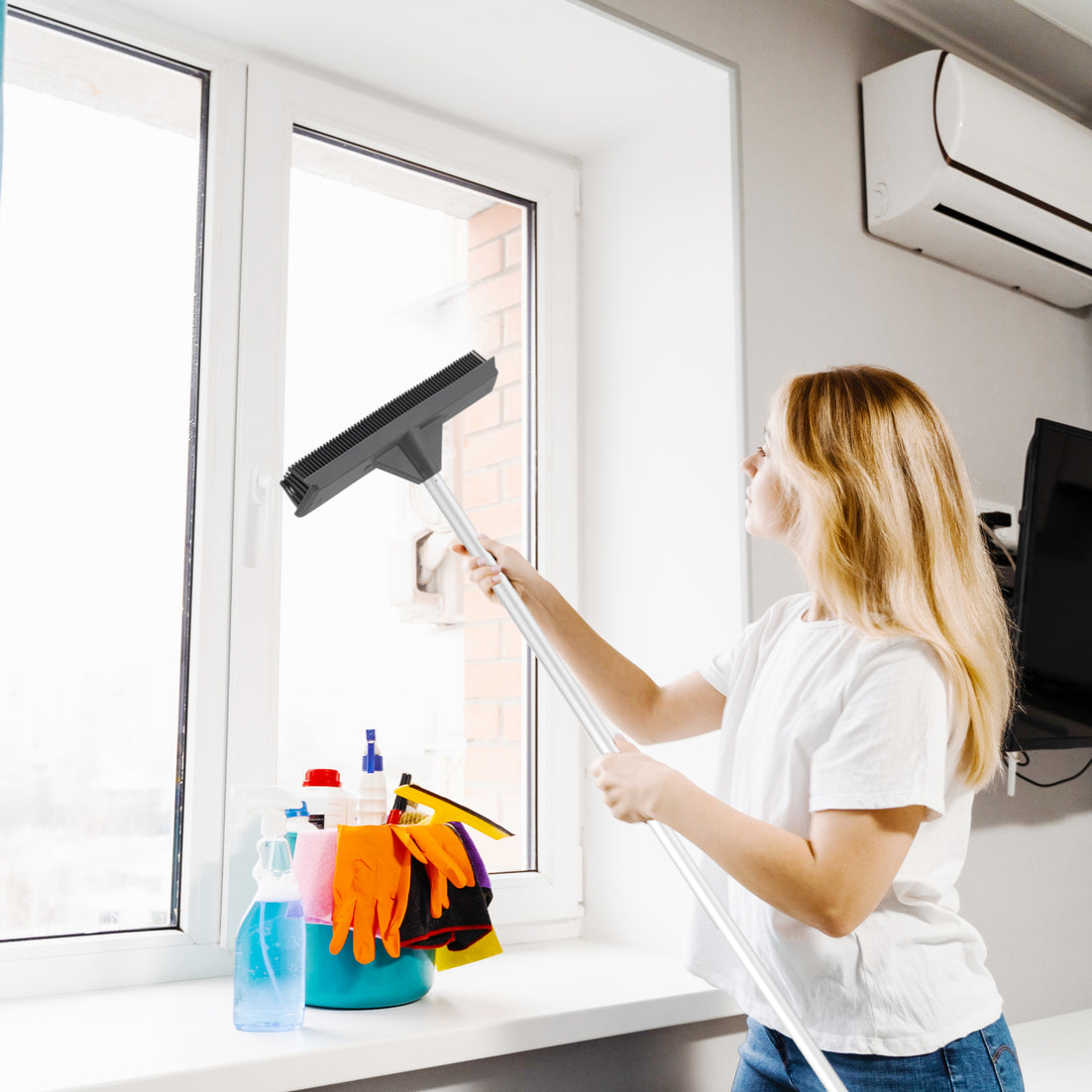 Silicone Broom with Built In Silicone Squeegee