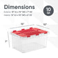 10 L Storage Container with Hinged Lid, Red