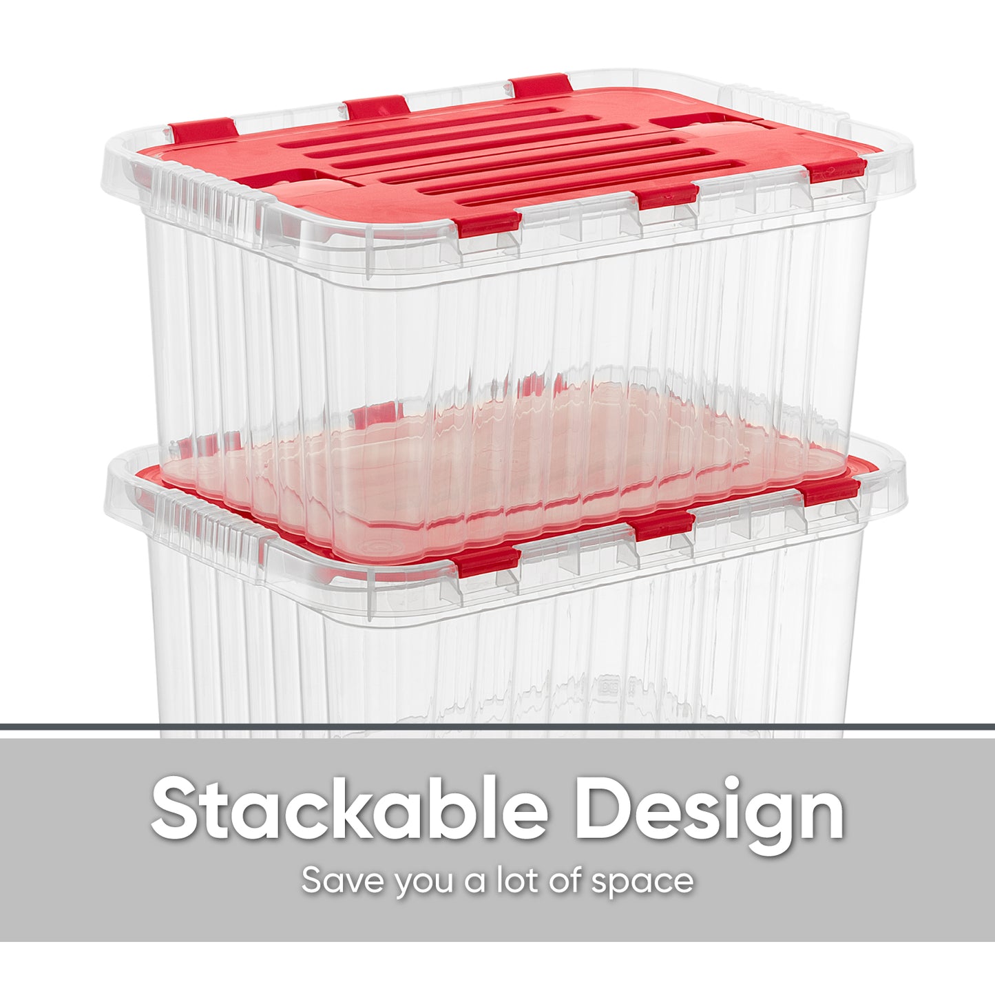 10 L Storage Container with Hinged Lid, Red