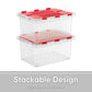 10 L Storage Container with Hinged Lid, Red