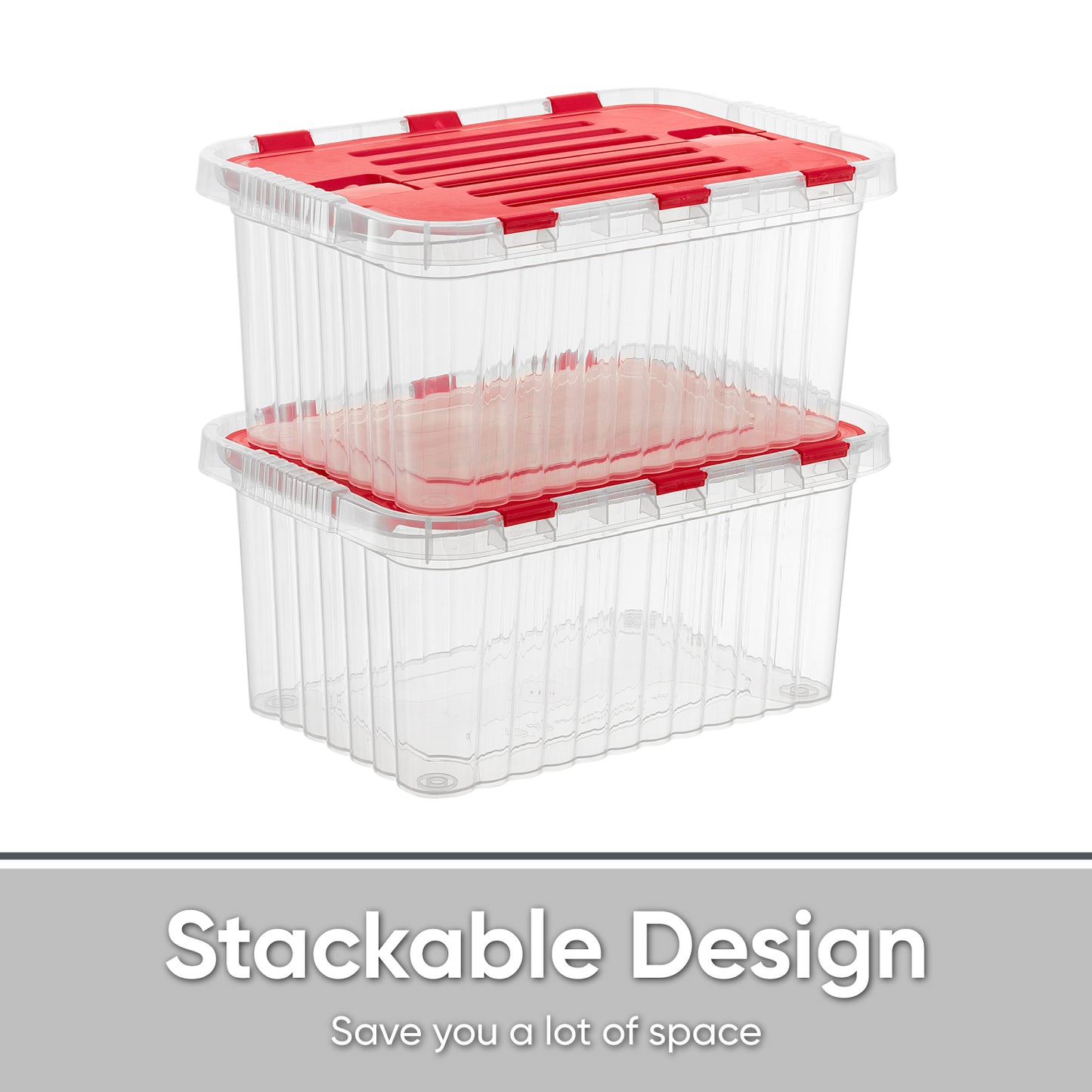 10 L Storage Container with Hinged Lid, Red