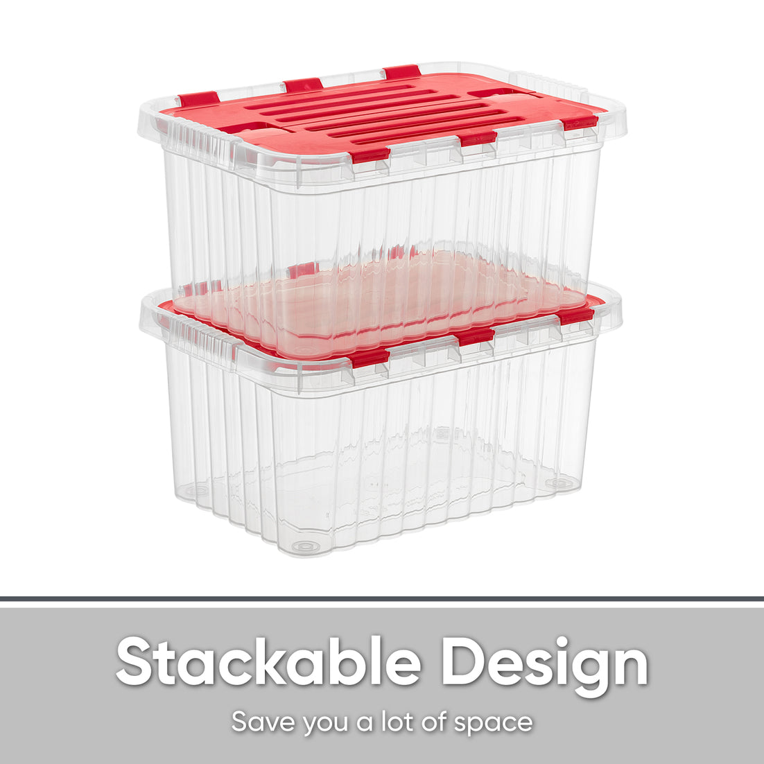 10 L Storage Container with Hinged Lid, Red