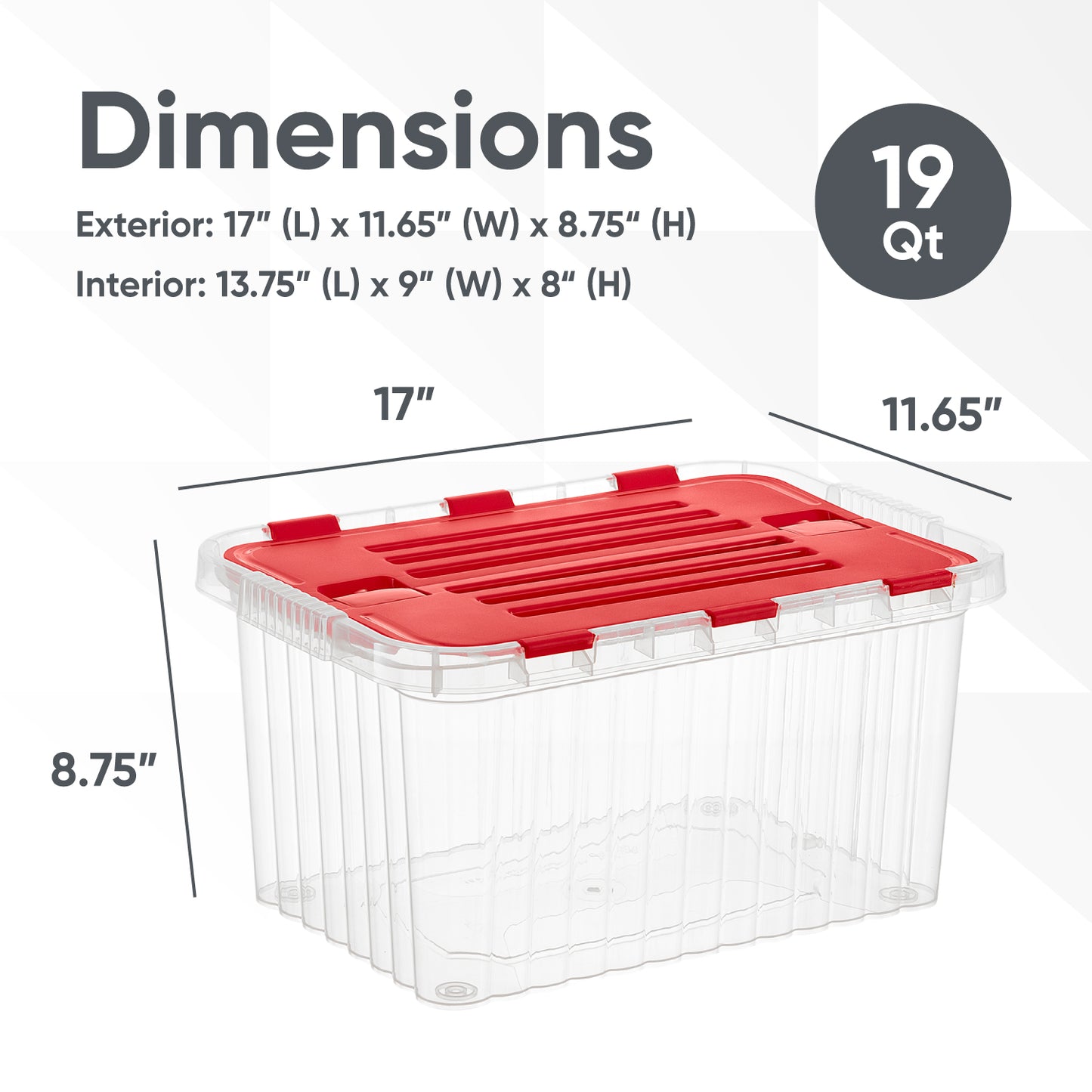 18 L Storage Container with Hinged Lid, Red