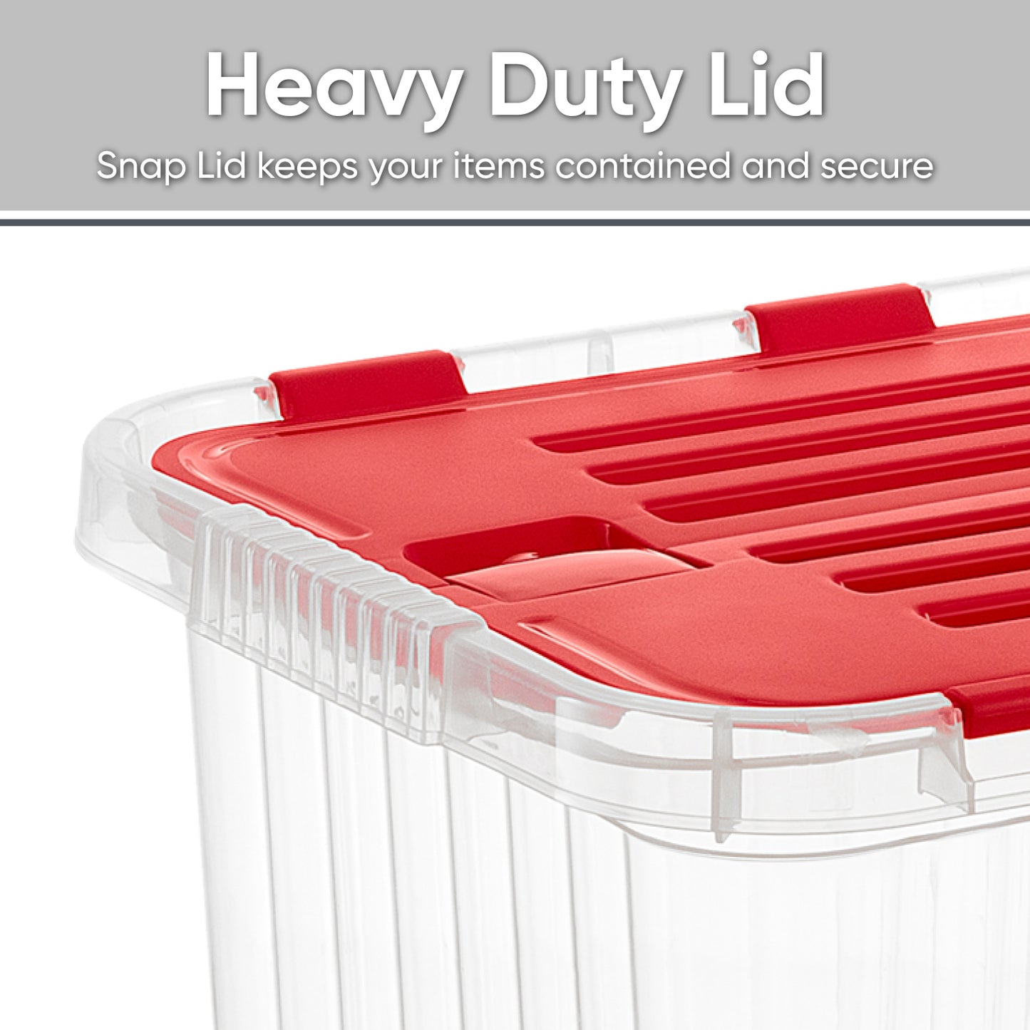 18 L Storage Container with Hinged Lid, Red