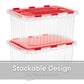 18 L Storage Container with Hinged Lid, Red