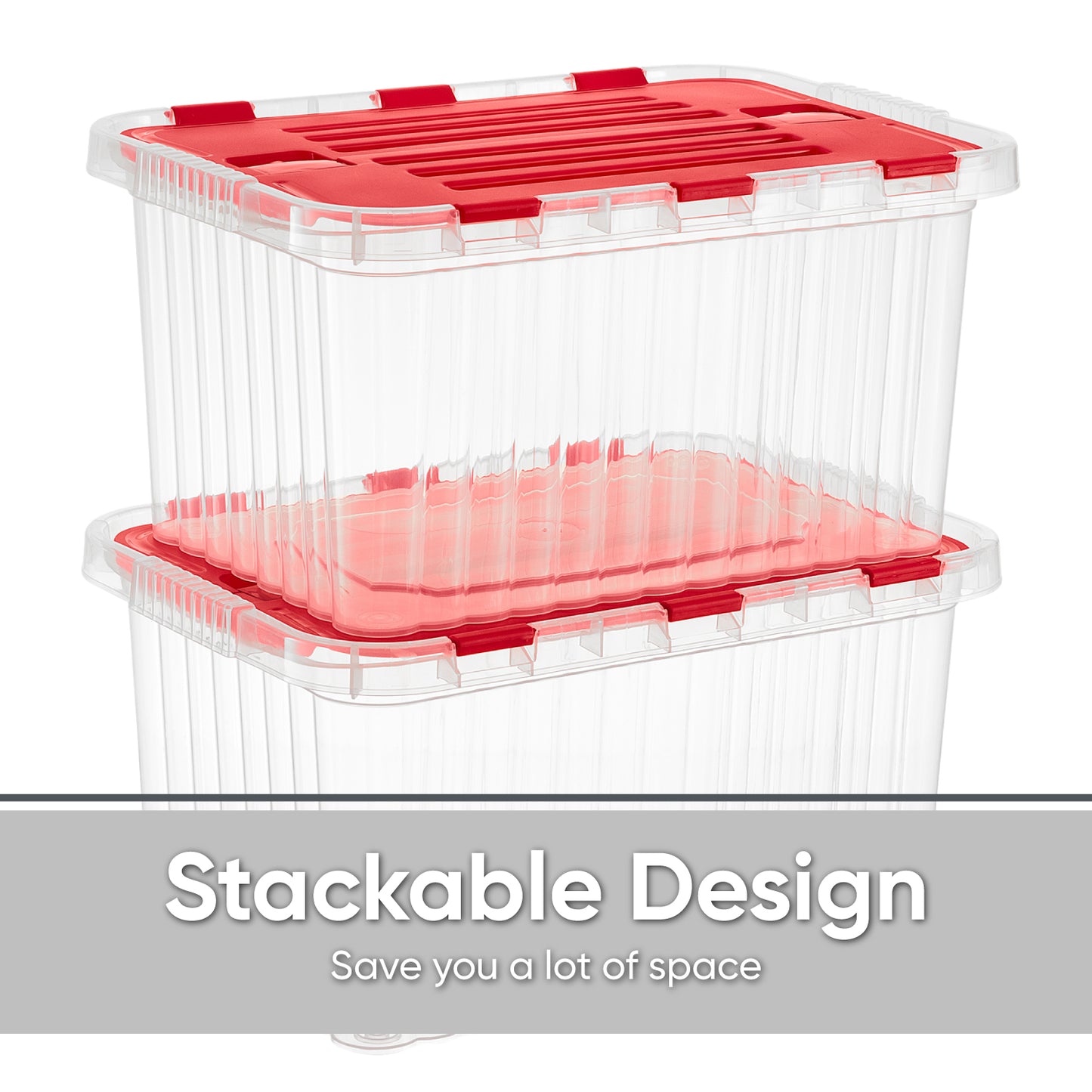 18 L Storage Container with Hinged Lid, Red
