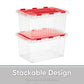 18 L Storage Container with Hinged Lid, Red