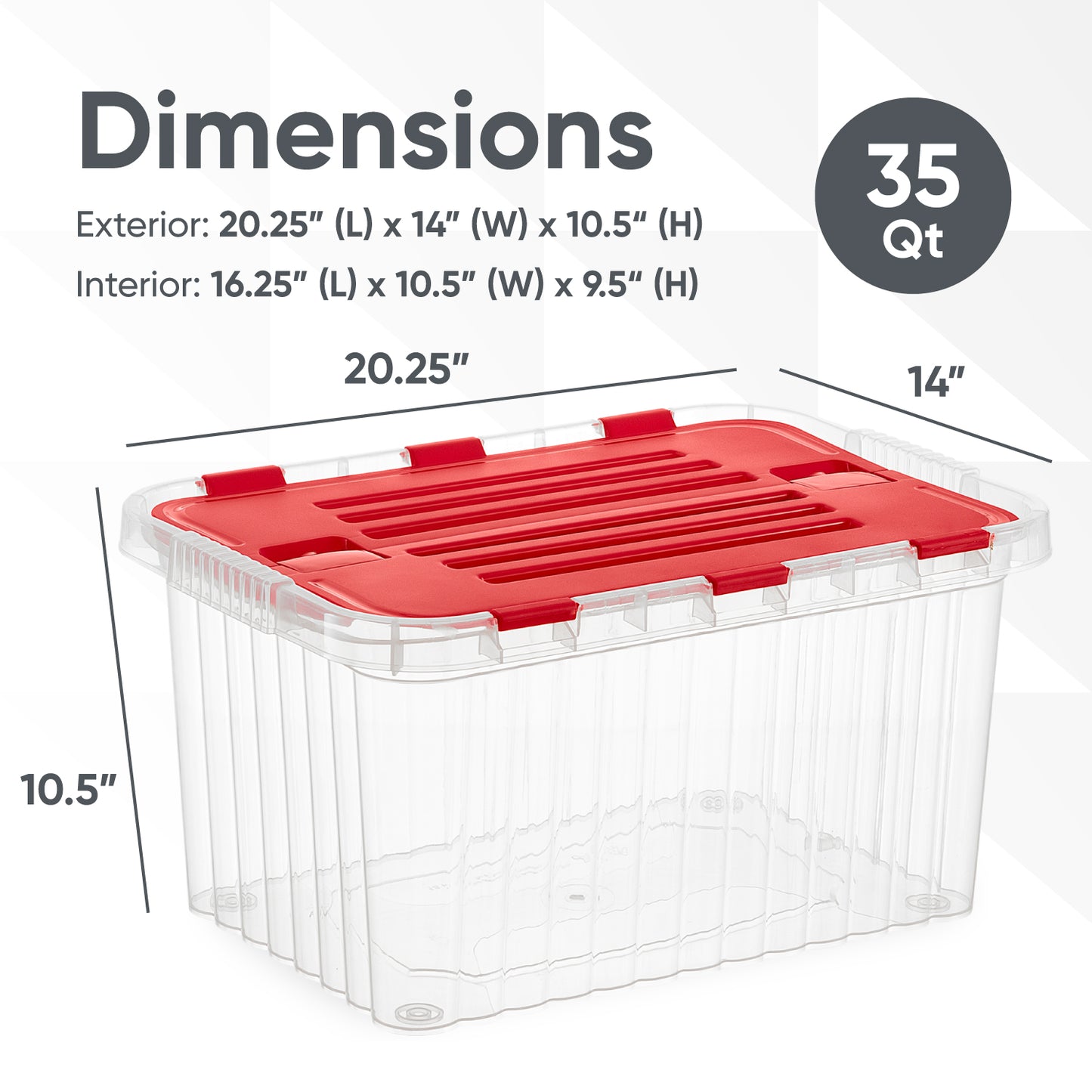 33 L Storage Container with Hinged Lid, Red