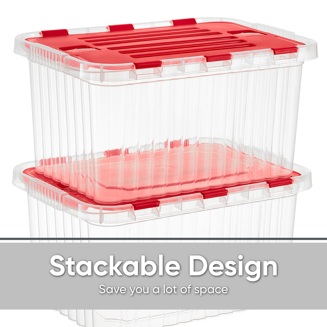 33 L Storage Container with Hinged Lid, Red