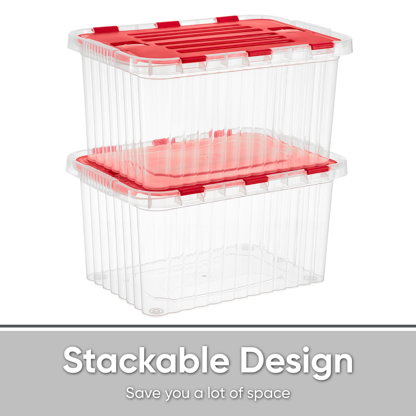 33 L Storage Container with Hinged Lid, Red
