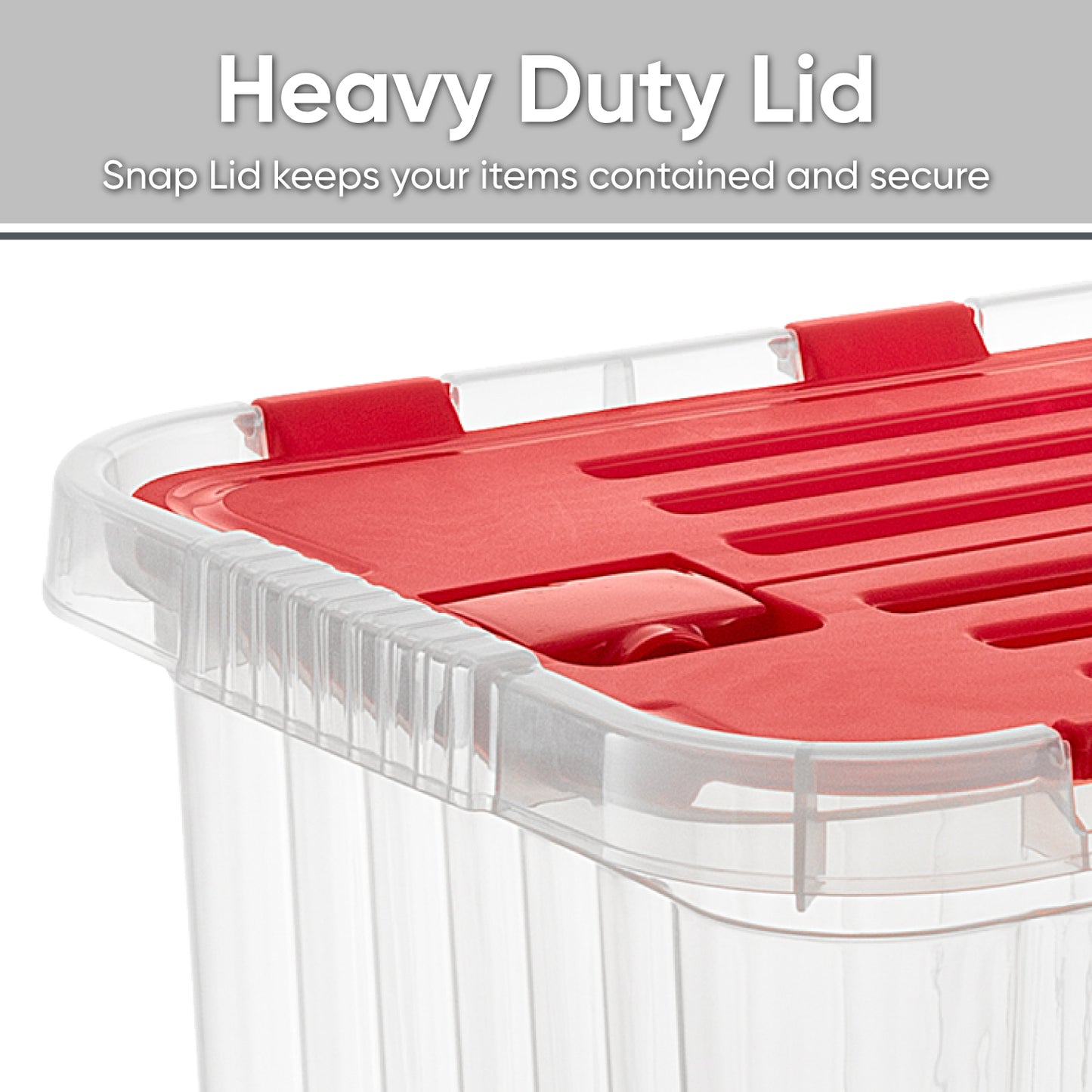 16 L Deep Storage Container with Hinged Lid, Red