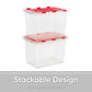 16 L Deep Storage Container with Hinged Lid, Red