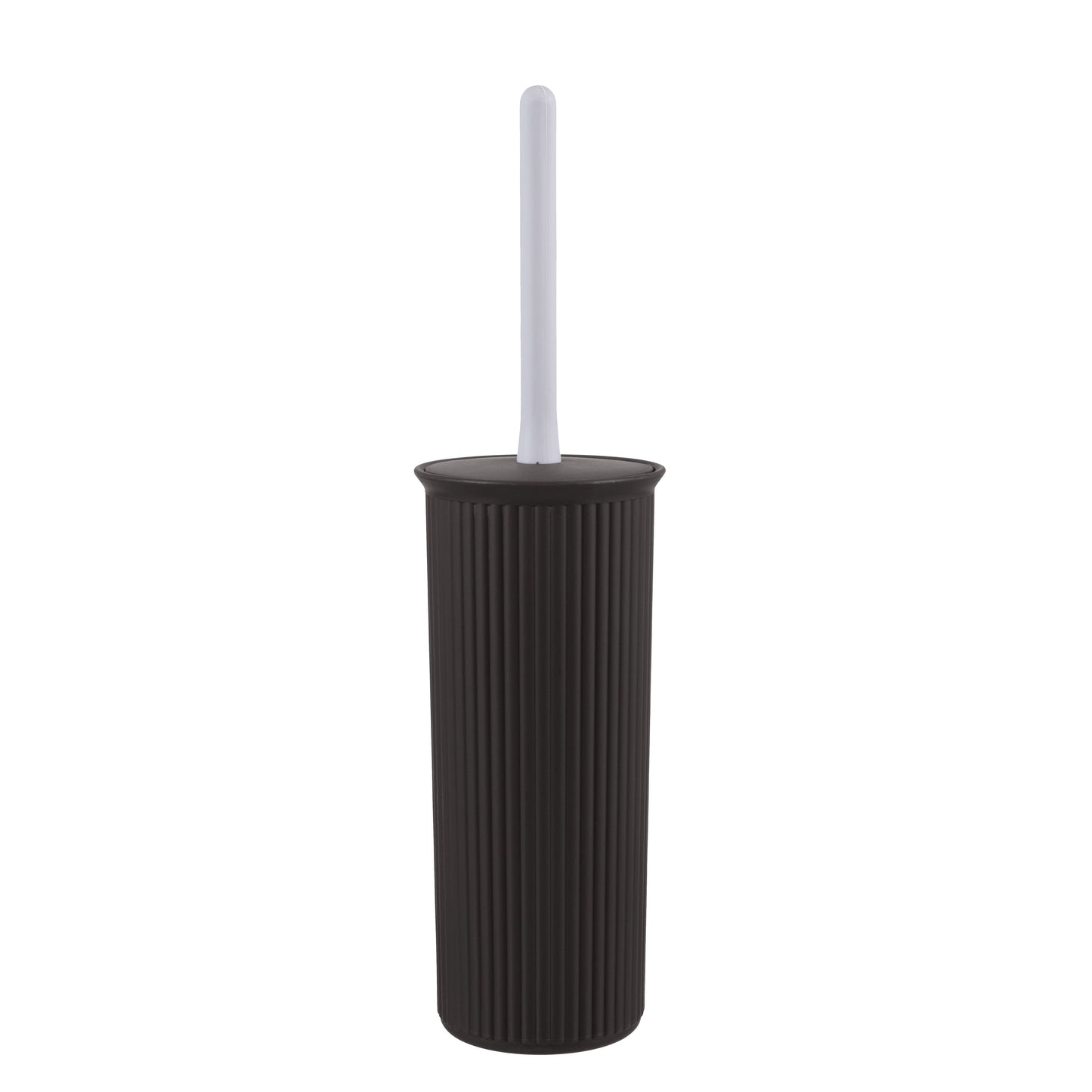 Ribbed Toilet Bowl Brush and Holder Brown
