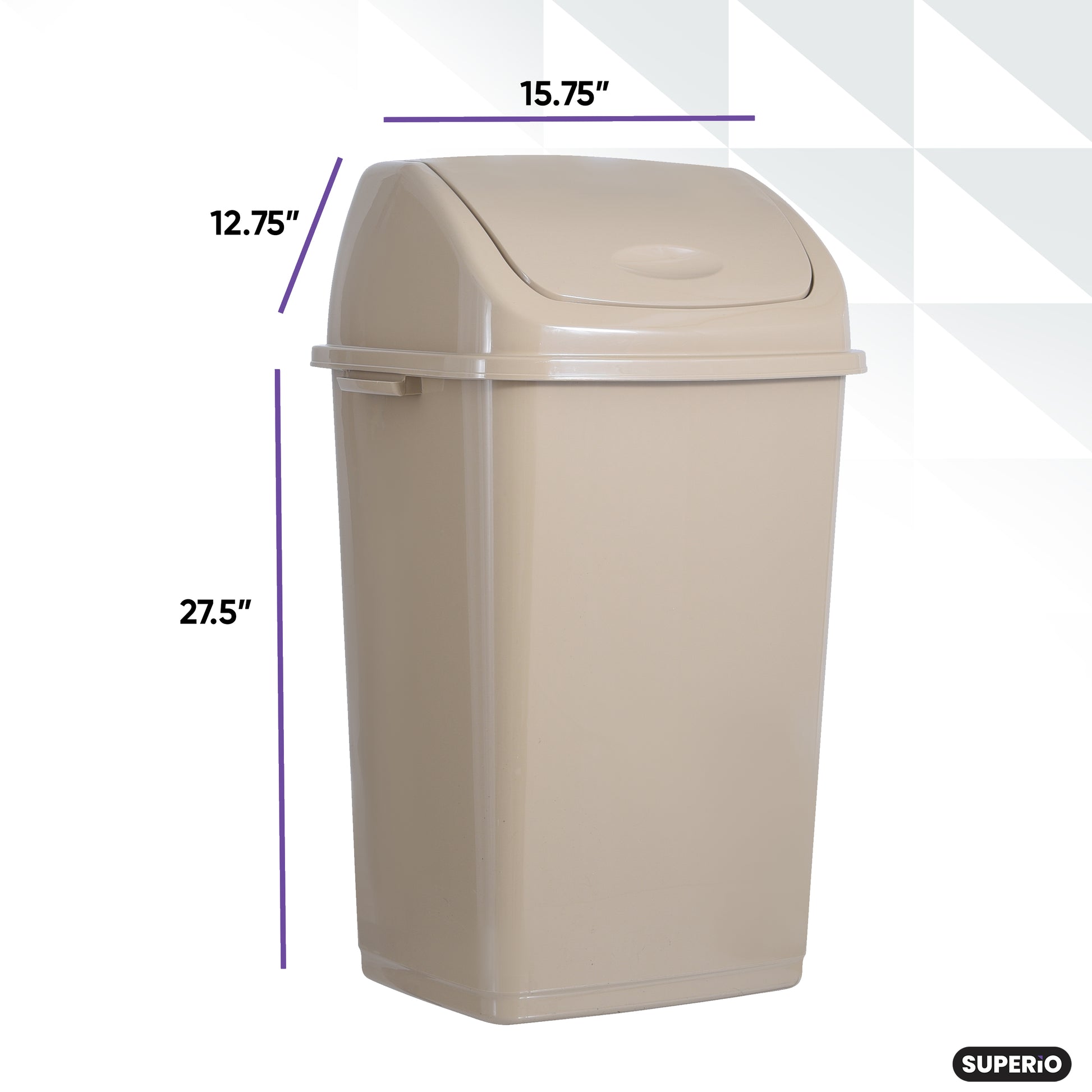 Swing Top Trash Can. 50 L/13 gal. (Black and Grey)