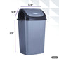 large Swing Top Trash Can, 13 Gal / 52 Qt - Grey and Black