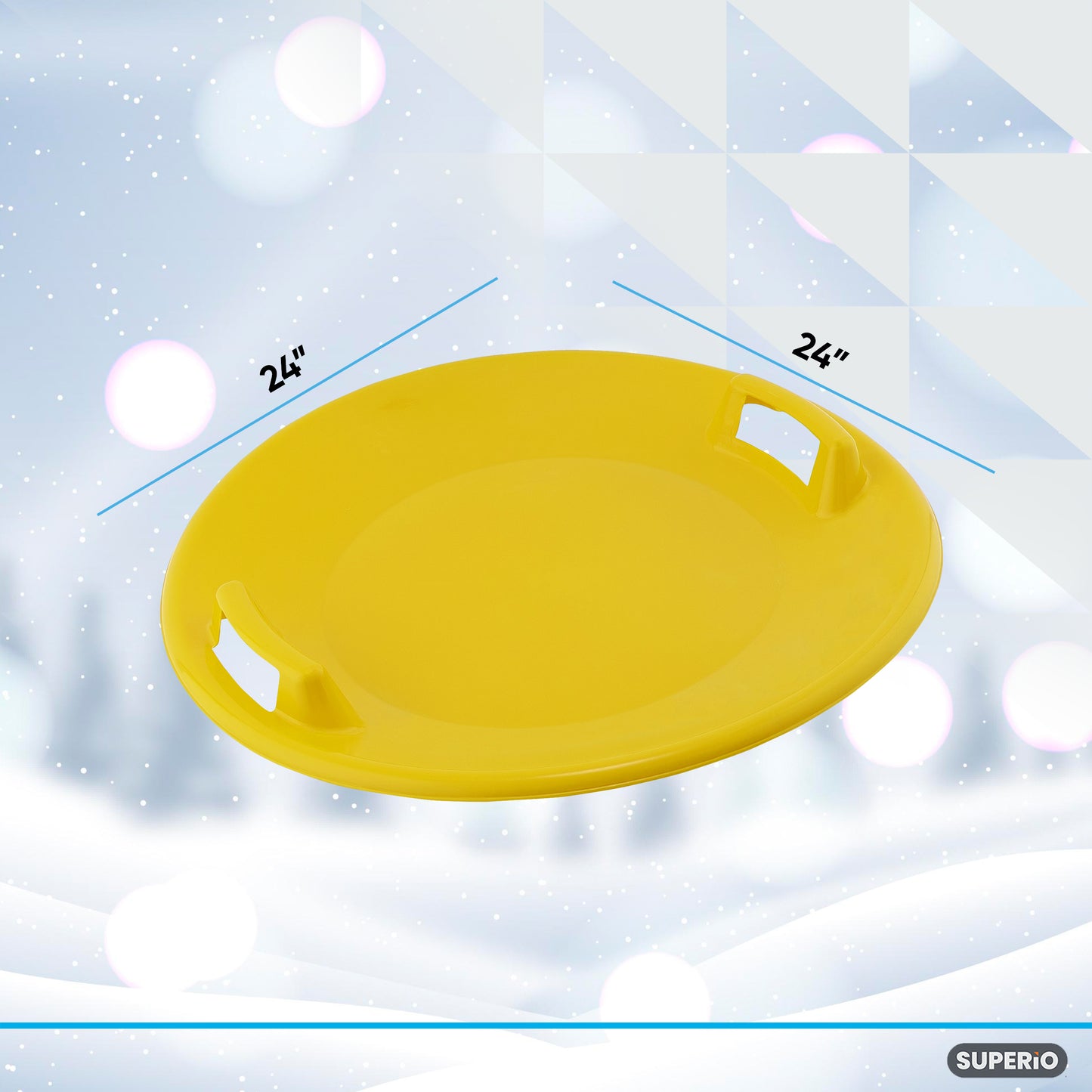 24" Kids Round Snow Sled Yellow
