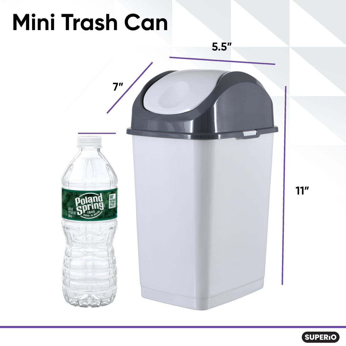 Swing Top Trash Can, 5 Qt - White Smoke