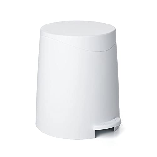 Modern Step-on Flat Lid Trash Can, 3 Liter - White