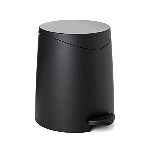 Modern Step-on Flat Lid Trash Can, 3 Liter - Black