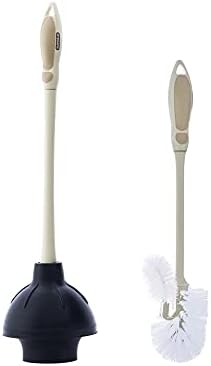Toilet Bowl Brush and Toilet & Sink Plunger, Beige