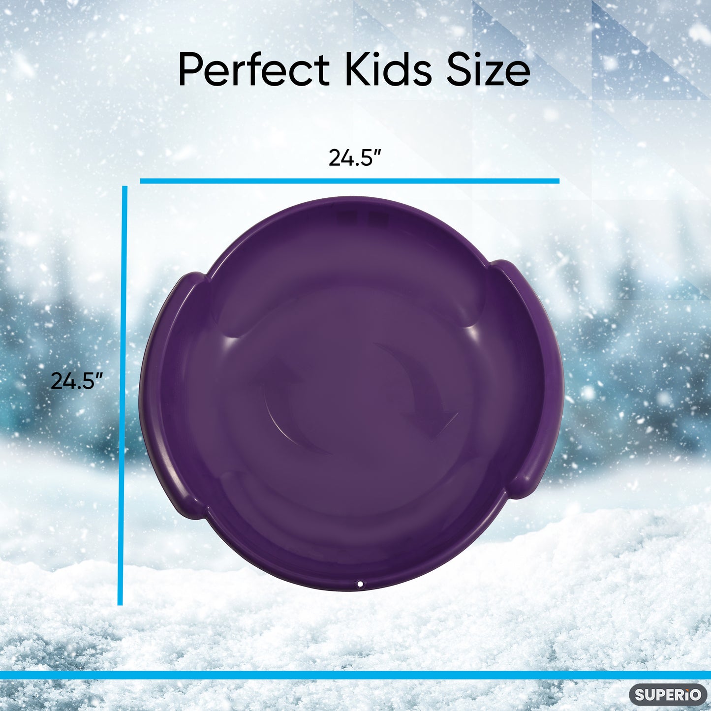 Superio Round Snow Saucer Sled 24" Purple