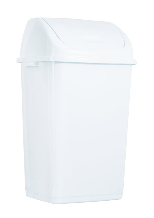 Large Swing Top Trash Can, 52 Qt. /13 Gal - White