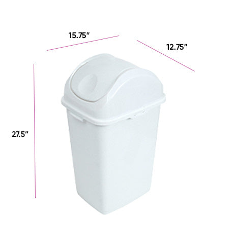 Superio 13 Gallon Swing Top Trash Can, White