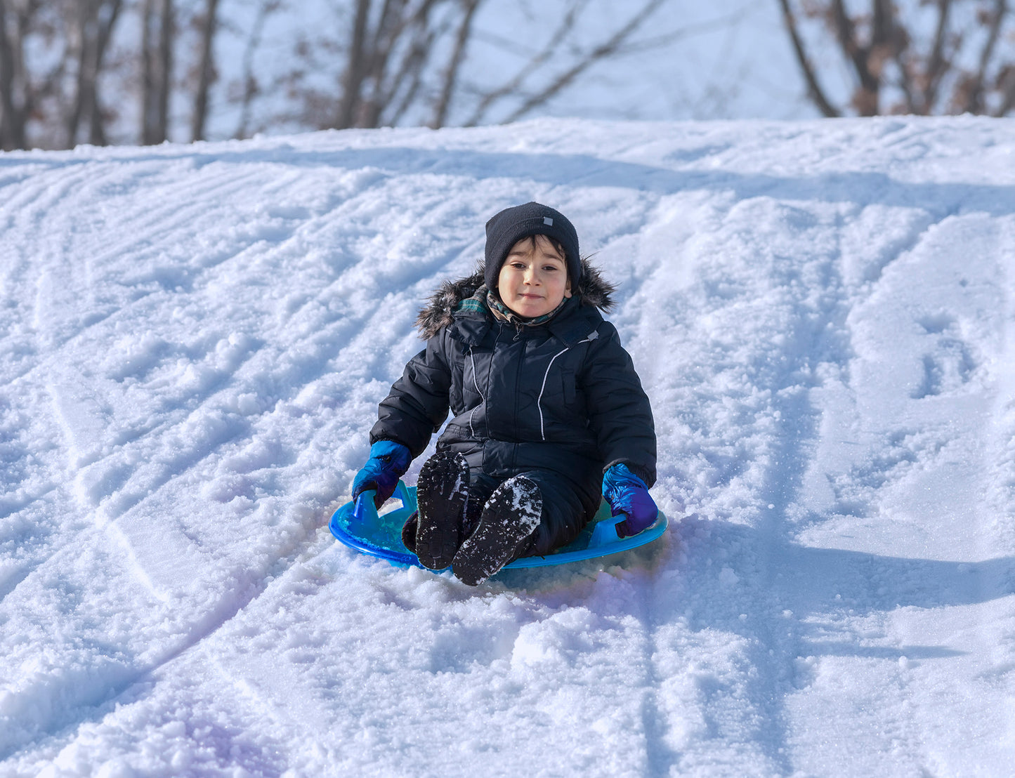 24" Kids Round Snow Sled Blue