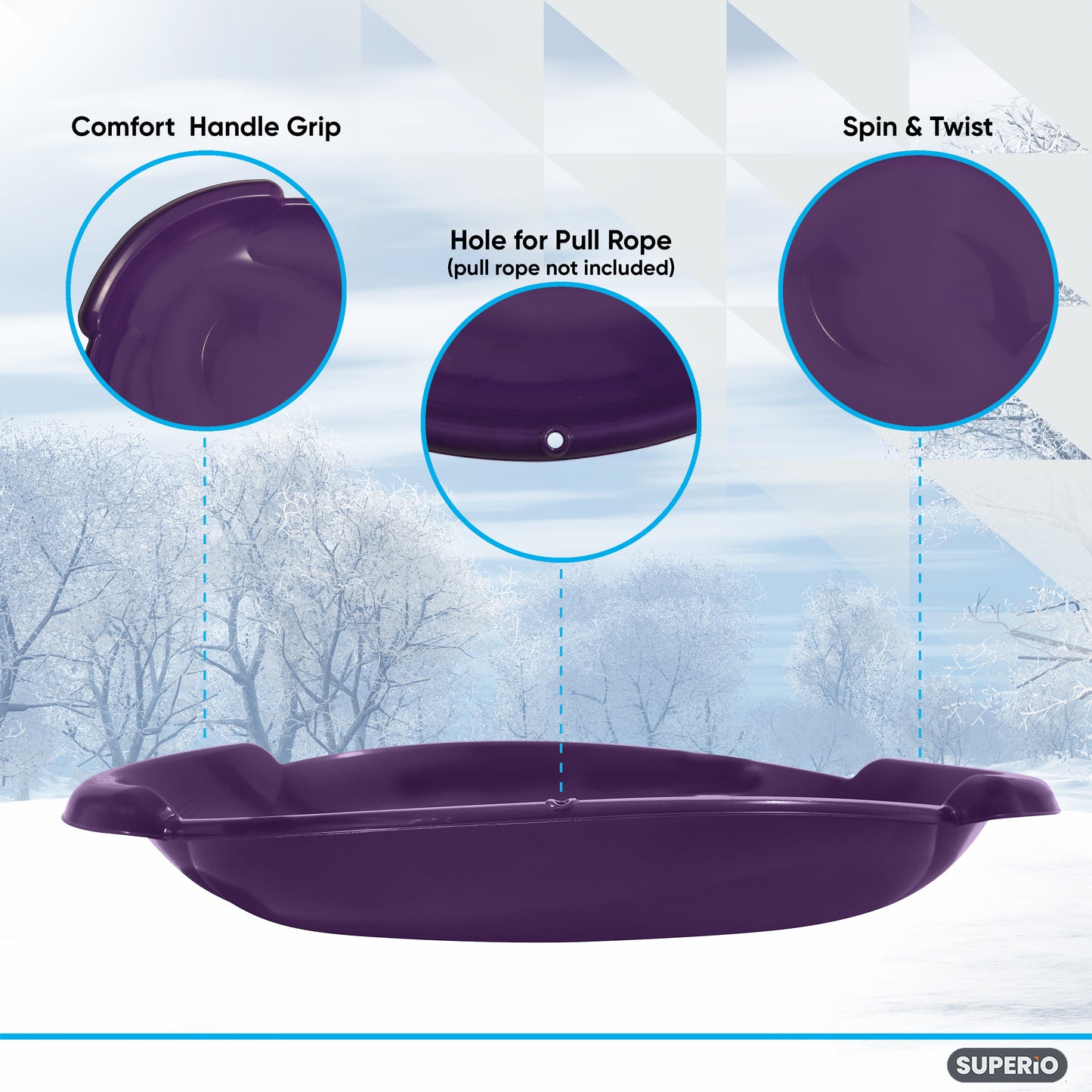 Superio Round Snow Saucer Sled 24" Purple