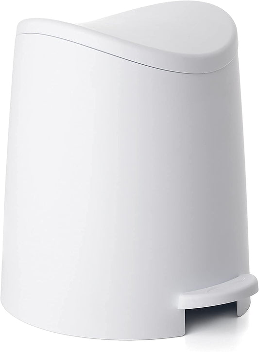 Modern Step-on Curved Lid Trash Can, 3 Liter - White