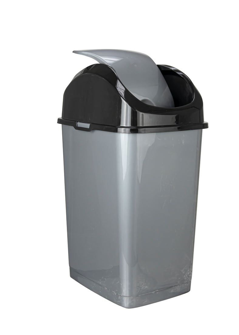 Swing Top Trash Can, 37 Qt - Grey