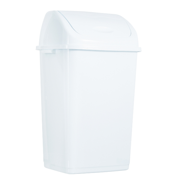 Large Swing Top Trash Can, 52 Qt. /13 Gal - White