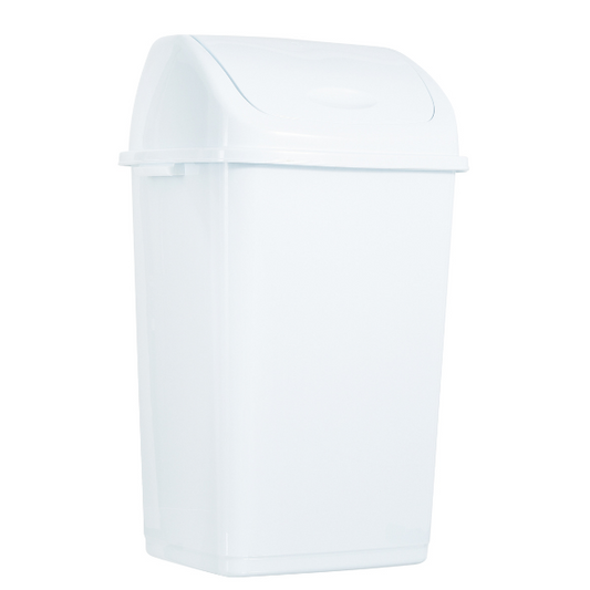 Large Swing Top Trash Can, 52 Qt. /13 Gal - White