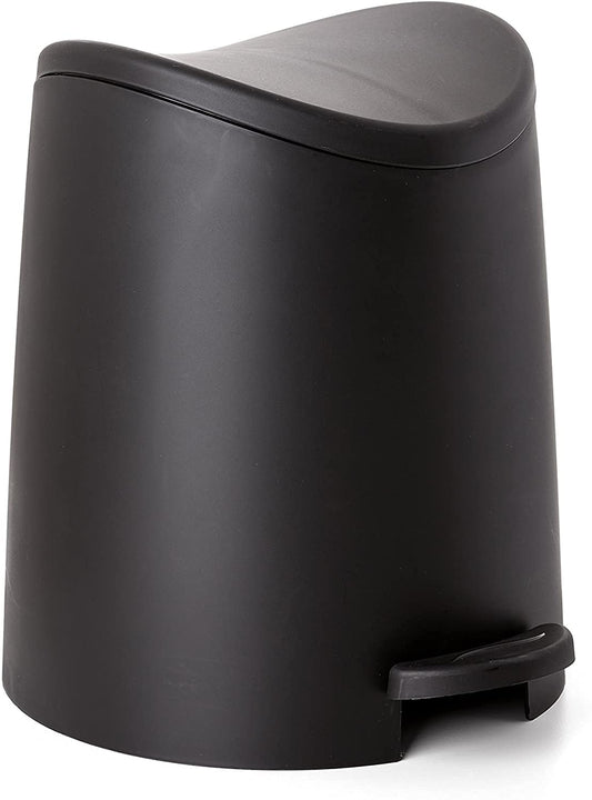 Modern Step-on Curved Lid Trash Can, 3 Liter - Black