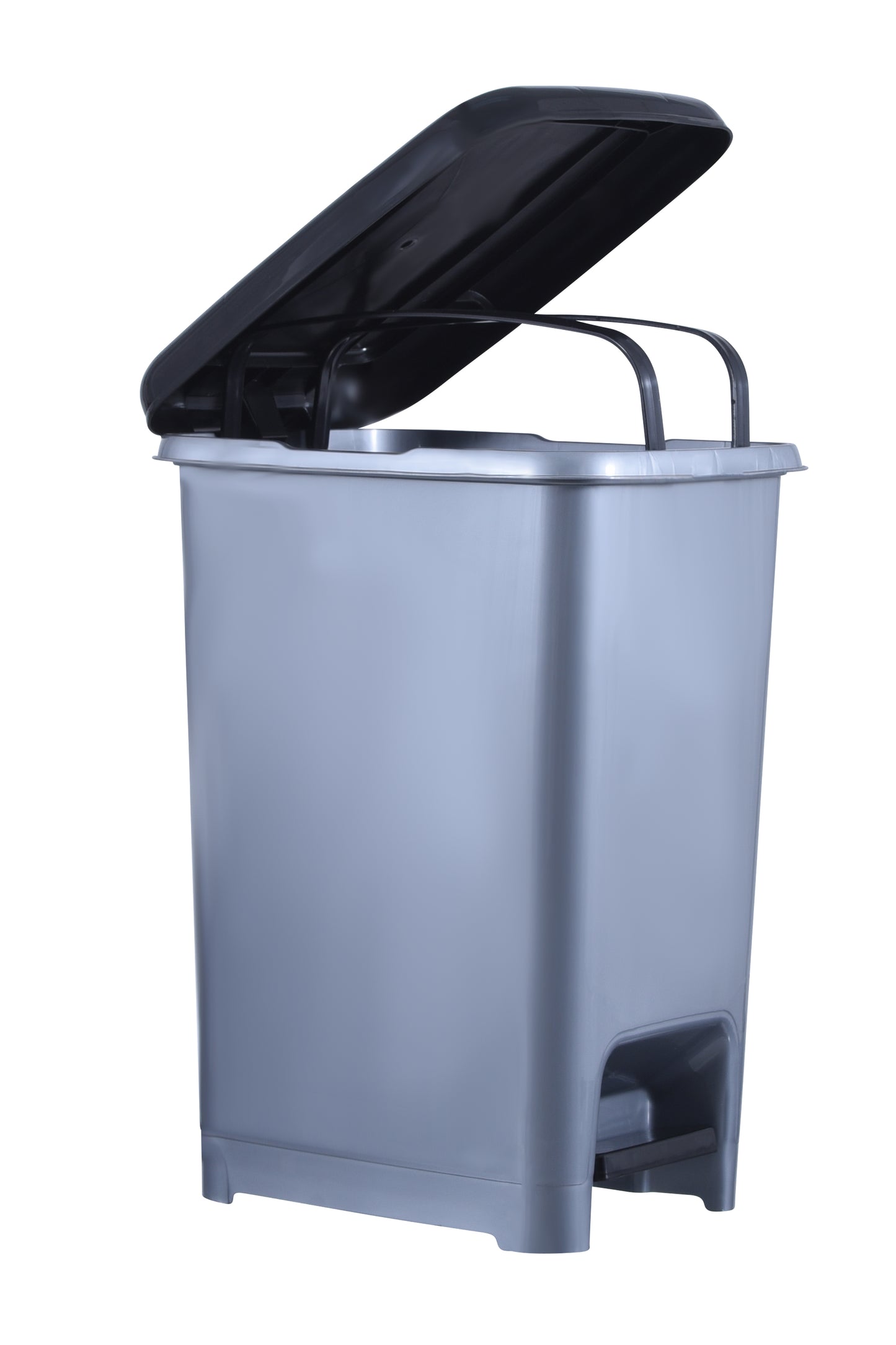 Slim Pedal Trash Can, 16 Qt - Grey/Black