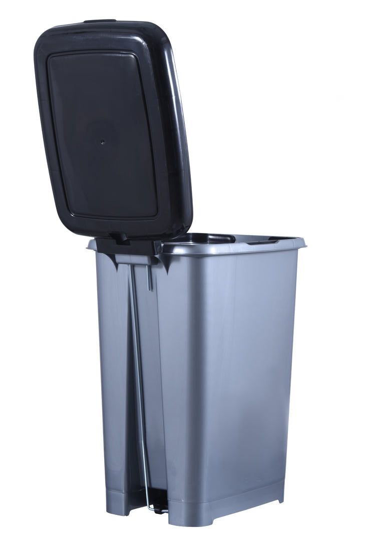 Slim Pedal Trash Can, 10 Qt - Grey/Black