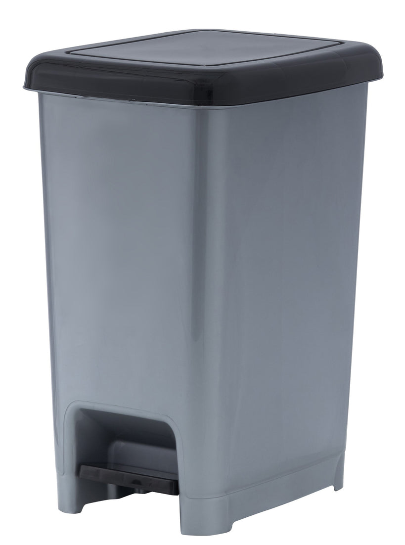 Slim Pedal Trash Can, 10 Qt - Grey/Black