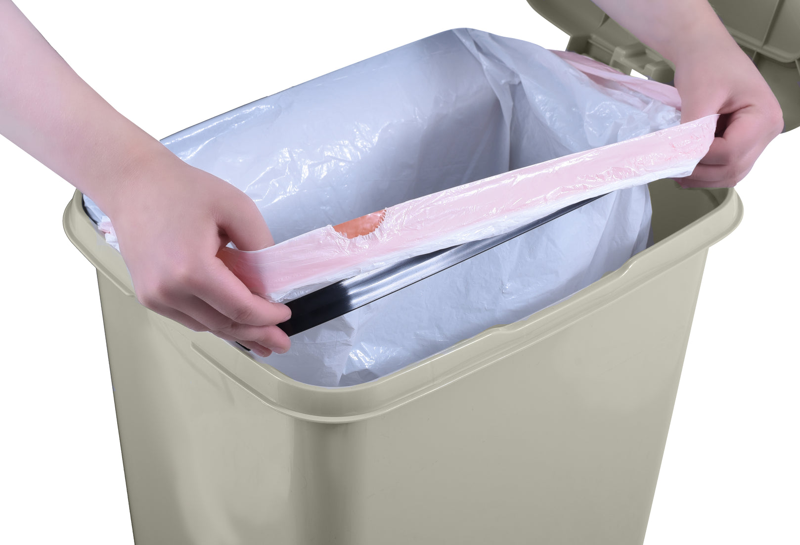 Slim Pedal Trash Can, 64 Qt - Greige