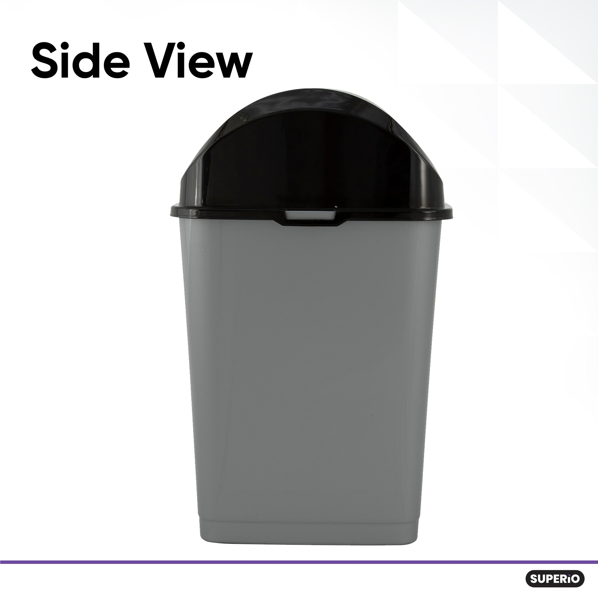 Superio 13 gal. Black Plastic Swing Top Trash Can