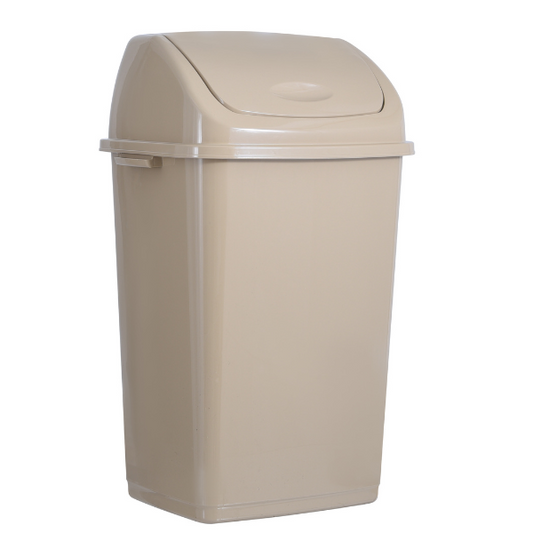 Large Swing Top Trash Can, 50 L/13 Gal - Beige