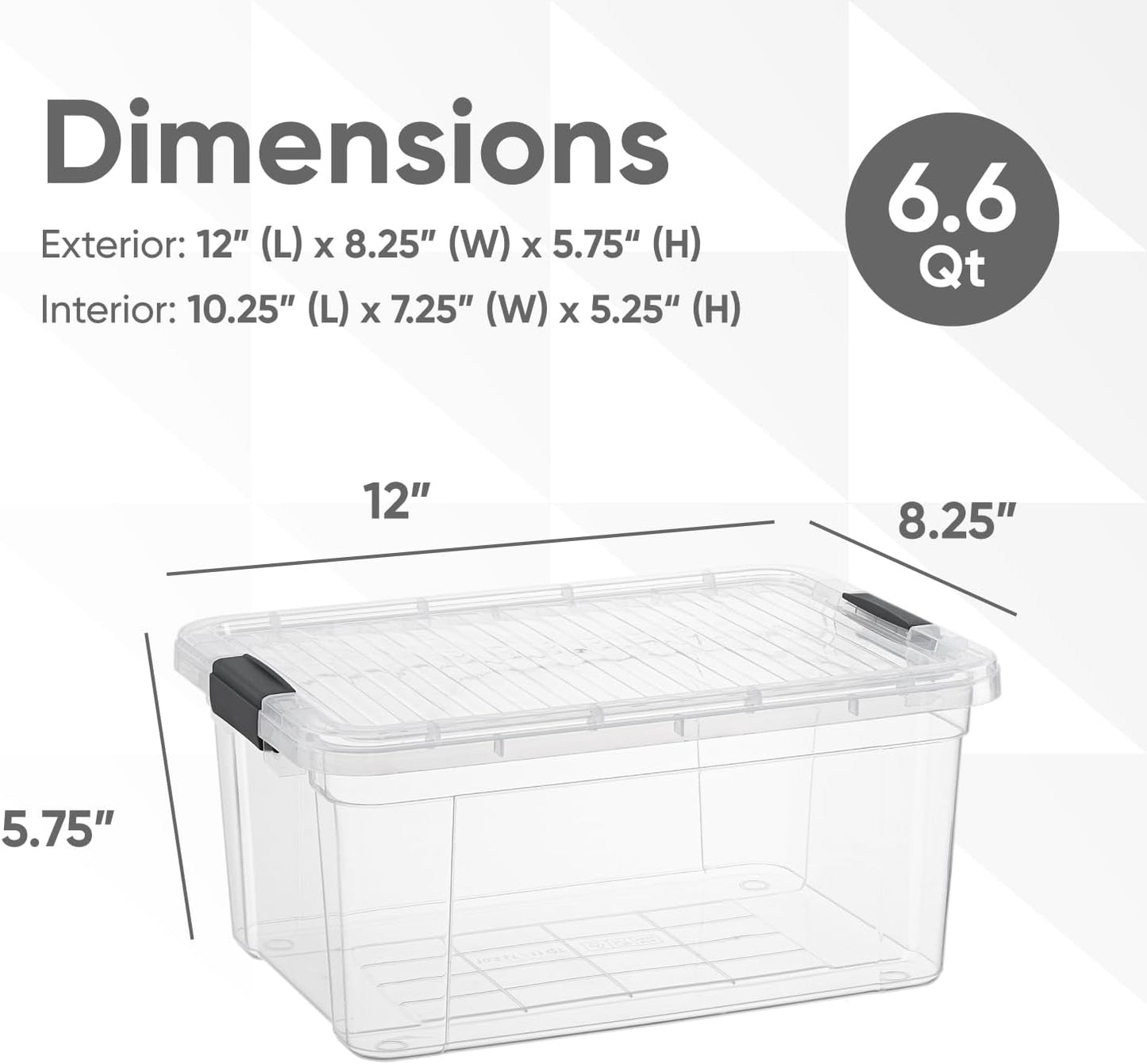 Clear Storage Box with Lid, 6.6 Quart