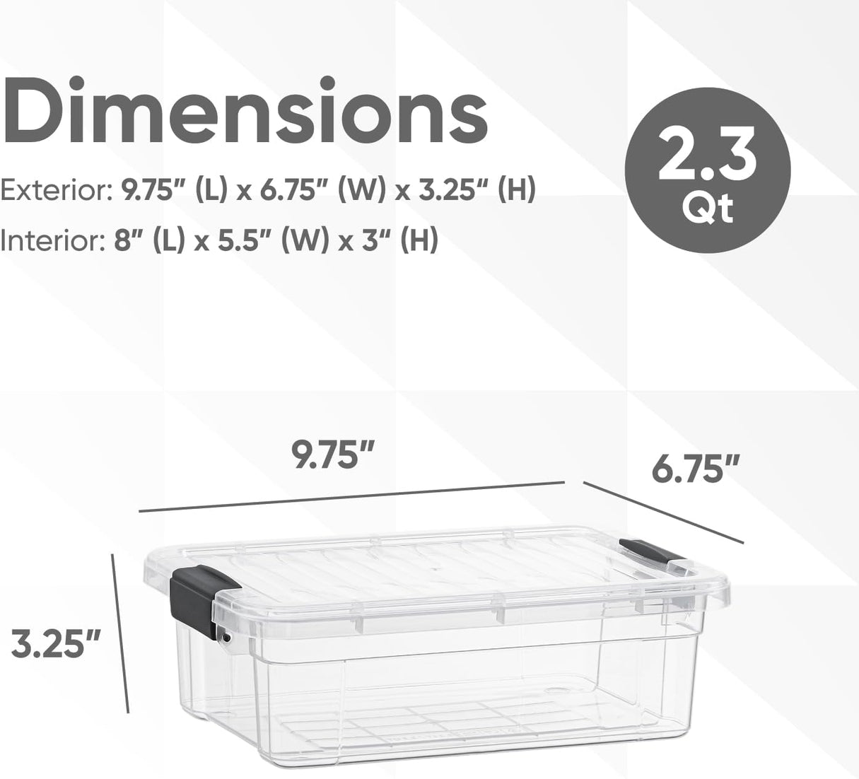 Clear Storage Box with Lid, 2.3 Quart