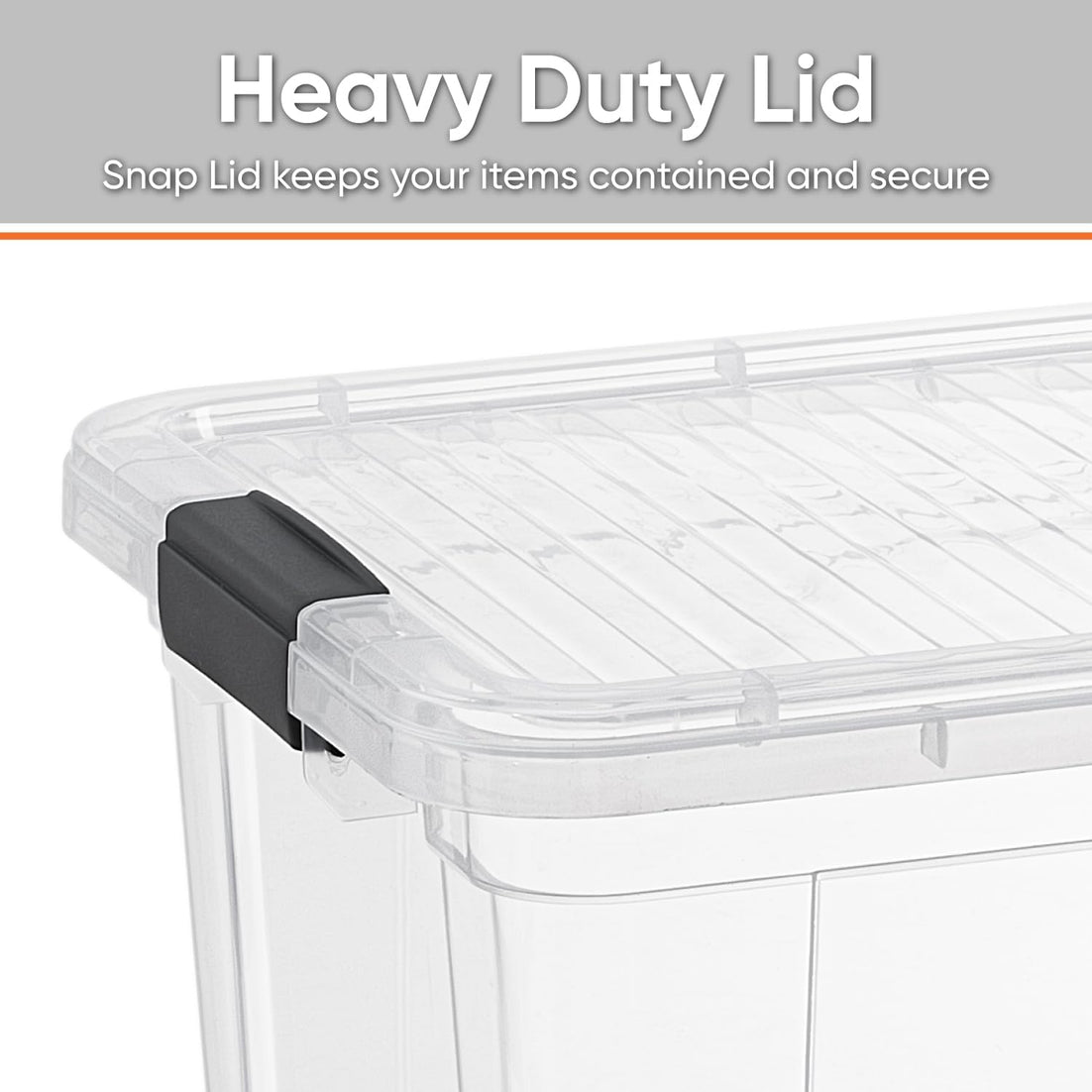 Deep Clear Storage Box with Lid, 1.85 Quart