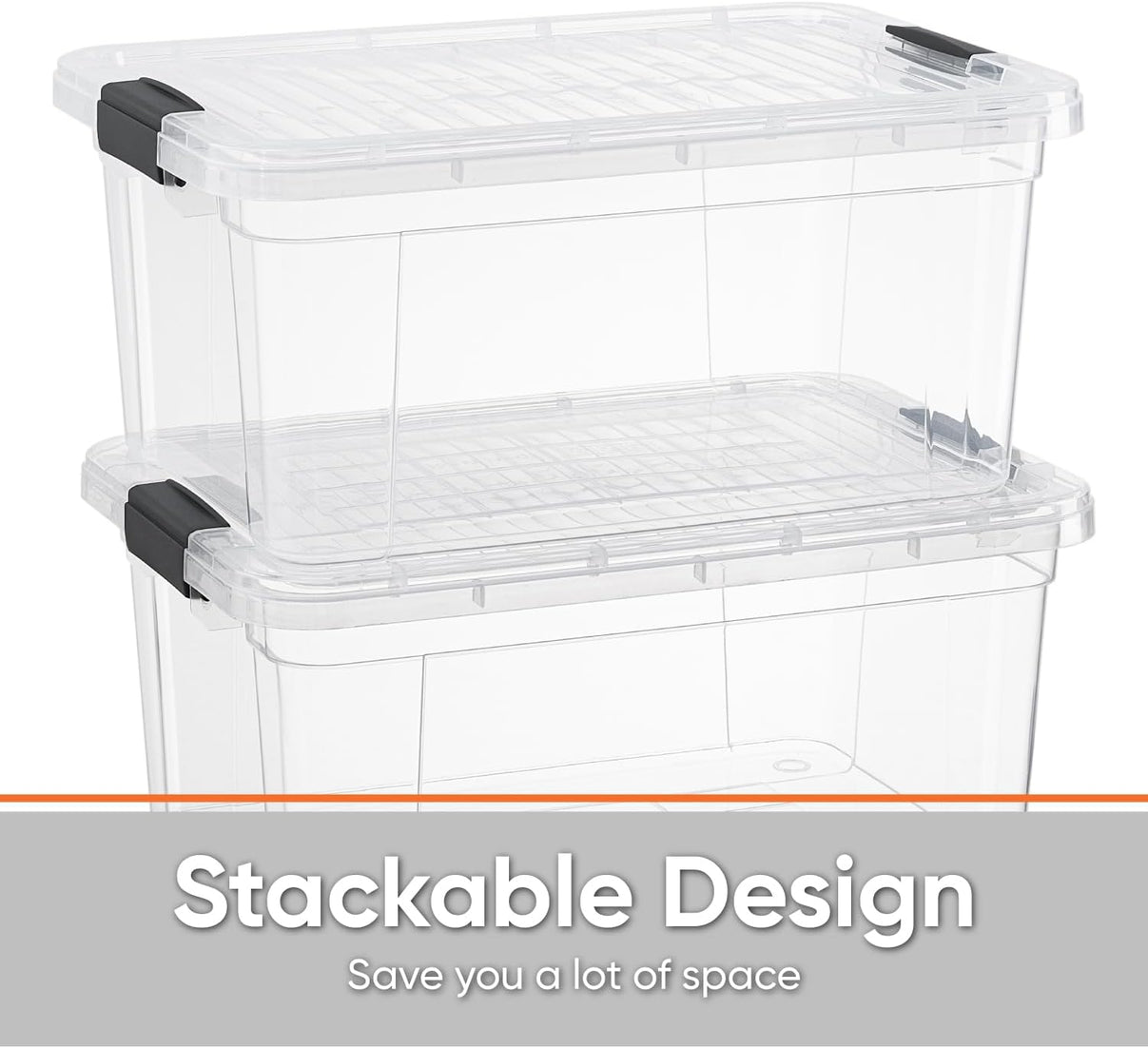 Deep Clear Storage Box with Lid, 11 Quart