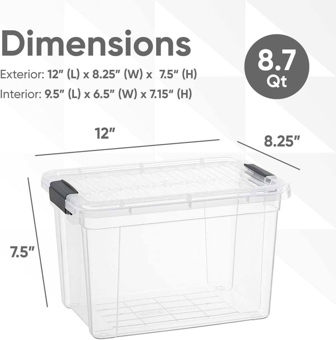 X Deep Clear Storage Box with Lid, 8.7 Quart