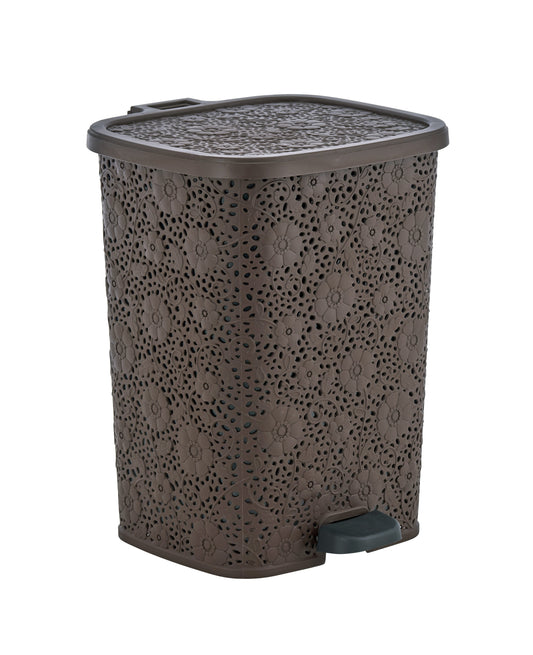 Lace Design Step-On Trash Can, 6 Qt. - Brown