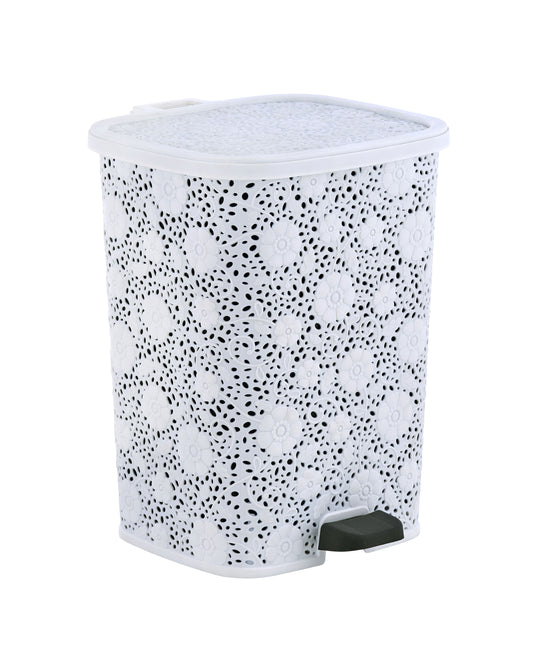 Lace Design Step-On Trash Can, 6 Qt. - White